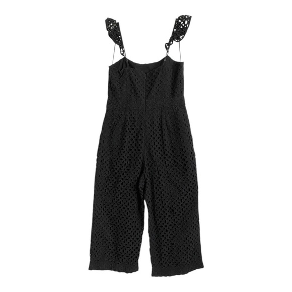 J. Crew Kasana Wide Leg Eyelet Jumpsuit Cropped in Black Eyelet Size 12 - Picture 6 of 9
